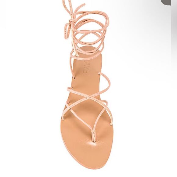 Raye Siam Sandals Nude shoes lace up strappy flats Revolve Sz 10 - Picture 1 of 8